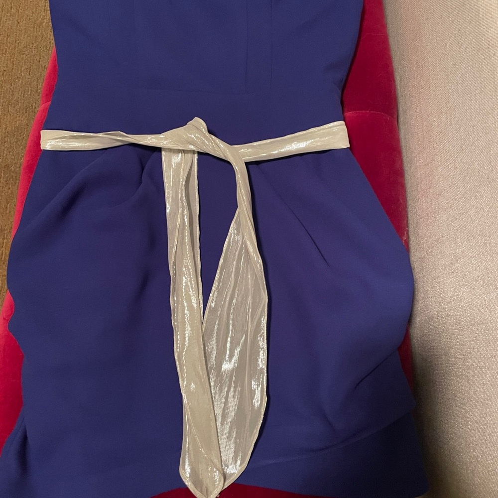 Elegant Blue Dress with Gold Belt